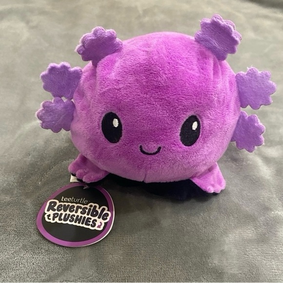 Teeturtle Happy to Angry Axolotl Plushie Purple/blk NWT - Picture 1 of 7
